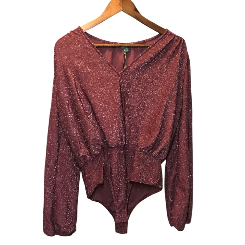 Versona Burgundy Shimmer Bodysuit
